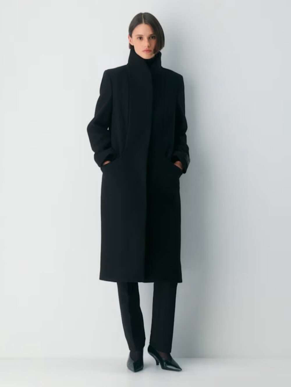 NWT Aritzia WILFRED The Cocoon Long Coat Black